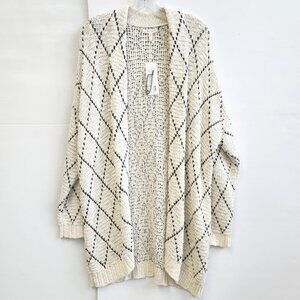 Eileen Fisher Women's Soft White/Black Long Chunky Cardigan Size S/M